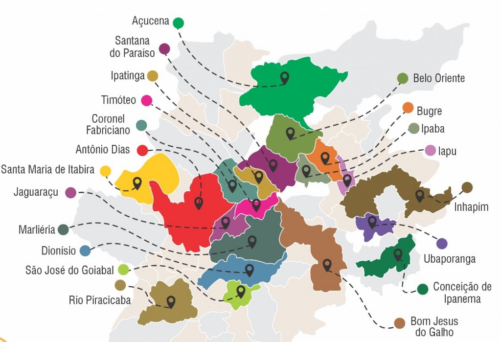 A &aacute;rea atual de abrang&ecirc;ncia do CTMAM inclui munic&iacute;pios de diferentes regionais de MG