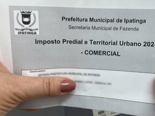 IPTU tem segunda parcela vencendo em Ipatinga